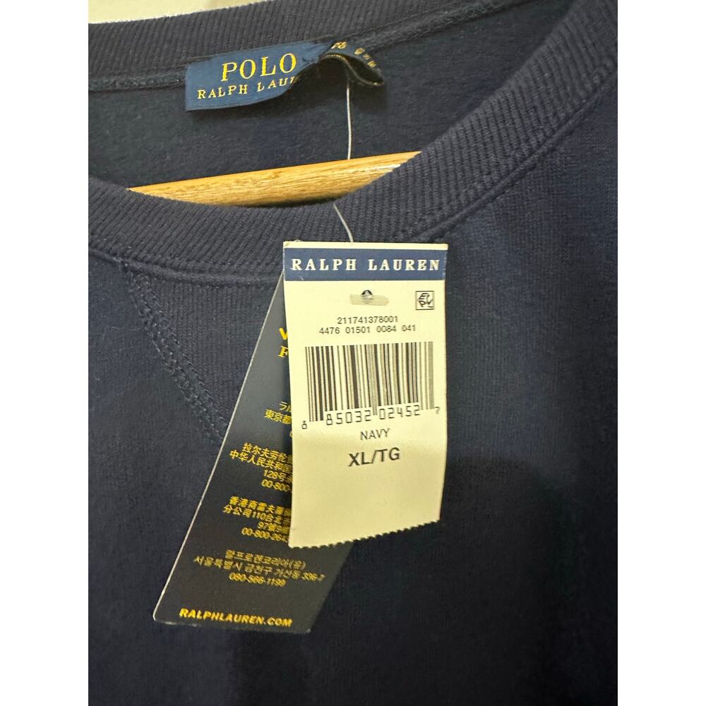 Ralph Lauren Navy Blue Sweater With Bronze Braided Gold Trimned Arms Size XL - Picture 5 of 12